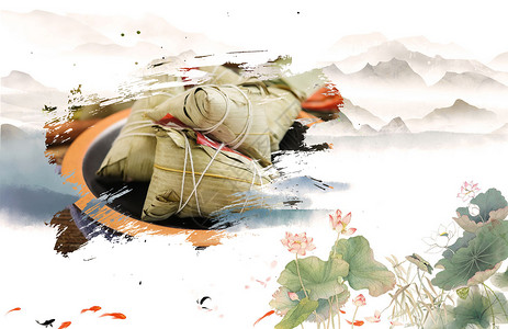 睡袋中国水墨风端午节设计图片