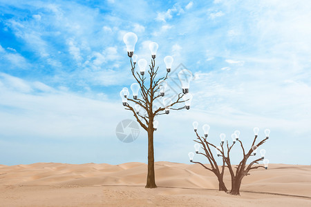 干旱枯树创意灯泡树设计图片