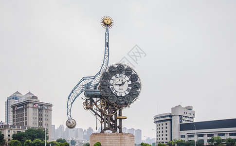 雕塑时间天津世纪之钟背景