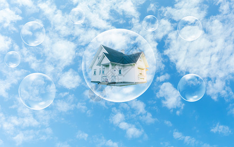 阳光下泡泡泡泡里的房子概念创意图设计图片
