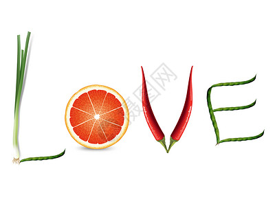 绿色蔬菜菜心创意蔬菜字母设计图片