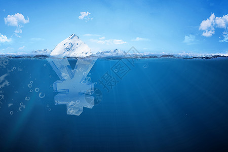 冰柱冰块冰山下的宝藏3d效果设计图片