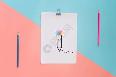 可爱彩色文具新发型的铅笔设计图片