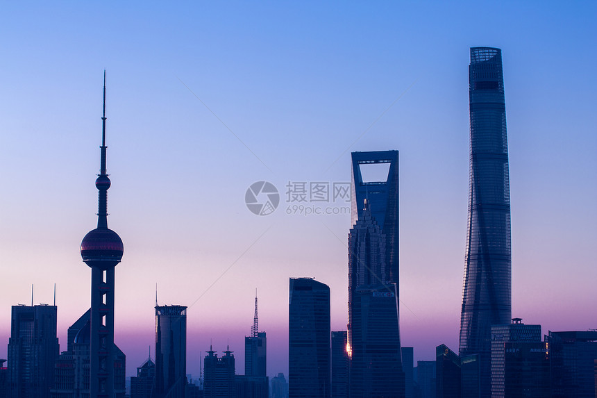 上海城市建筑日出风光日落夕阳东方明珠地标黄浦江图片