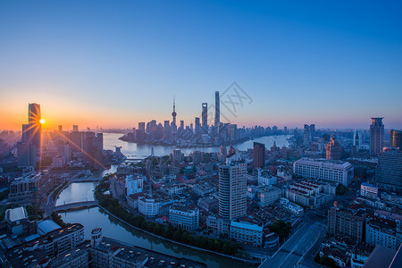 滨江风光上海城市建筑日出风光日落夕阳东方明珠地标黄浦江背景