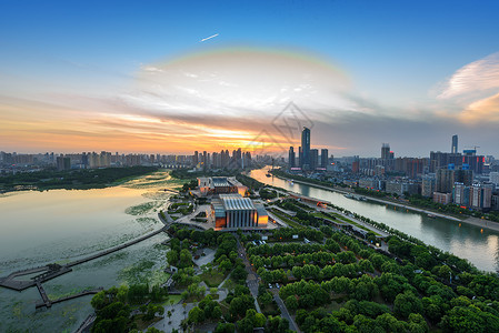 城市彩虹素材武汉城市风光背景