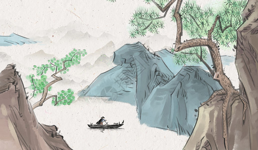 柳叶花簇素材中国风banner背景素材设计图片