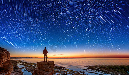 七星公园夜空城市景色设计图片