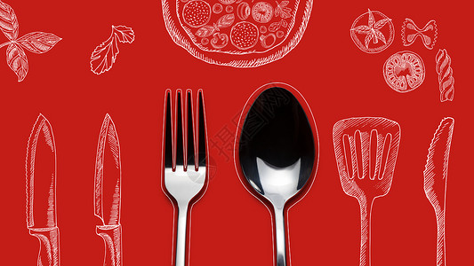 抹刀西餐食物餐具设计图片