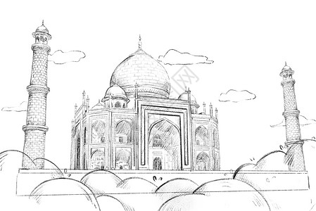 伊玛目清真寺城市线条设计图片