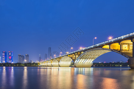 湘江一桥橘子洲桥夜色背景