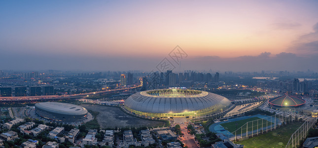 世博场馆魅力晚霞奥体中心背景