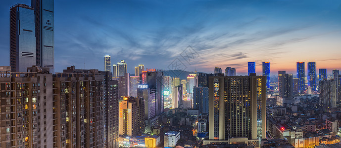 魅力城市特色美食长沙城的魅力黄昏背景