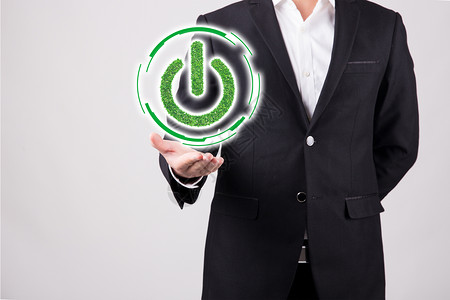 电源标志手中的绿色开关标志科技商务设计图片