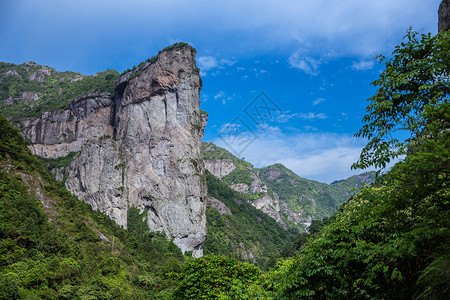 雁荡山悬崖峭壁清新景区大气山脉山峰风景背景