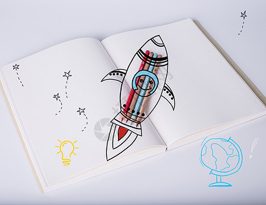 铅笔火箭图片绘画笔设计图片
