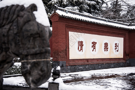 信念展架白马驮经-雪中白马寺背景
