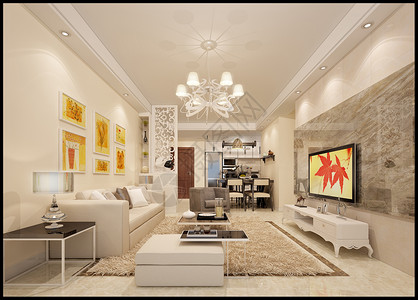 墙砖白色简欧客厅设计效果图背景