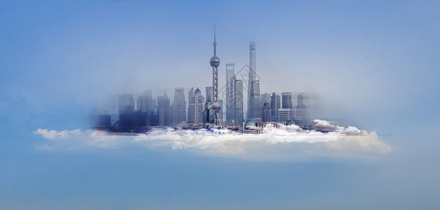 上海外滩陆家嘴天空上的城市设计图片