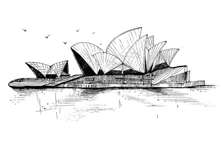 悉尼歌剧院线条图背景图片