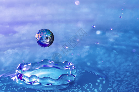 地球环境清洁日水滴中的地球设计图片