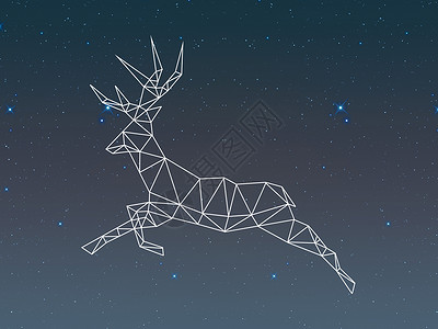 独角兽科技在星空下奔跑的鹿设计图片