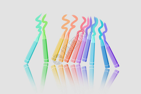 彩色彩铅绘出的彩虹素材设计图片