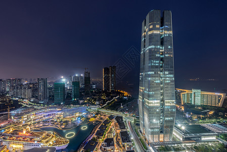 深圳街道蛇口海上世界的夜景背景