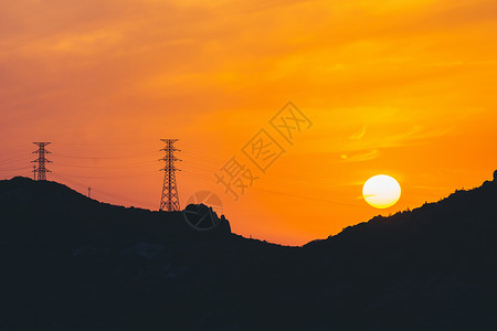 山头风景山上日出日落夕阳背景