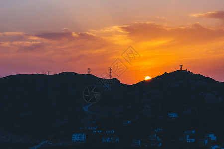 山头风景山上日出日落夕阳背景