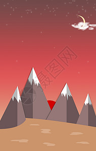 雪山沙漠手绘-日月星辰设计图片