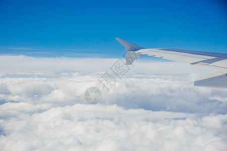 飞行在蓝天白云间的客机图片