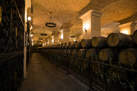 锥桶红葡萄酒酒窖背景