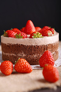 巧克力芝士可可草莓裸蛋糕背景