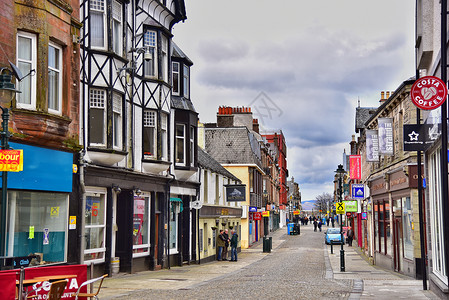 英国周末小镇安静的街道高清图片