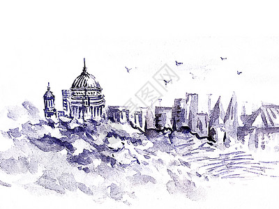 风景素材素描伦敦钟楼图片设计图片