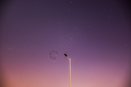 紫色星芒星空下的路灯背景