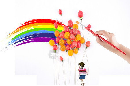 彩色雨伞六一儿童节设计图片