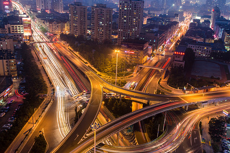亚太中国城市立交桥夜景背景