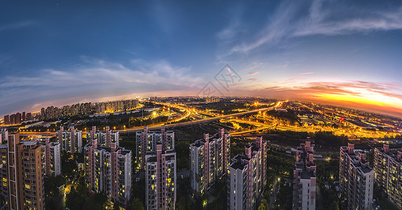 万家灯火的上海城市全景高清图片