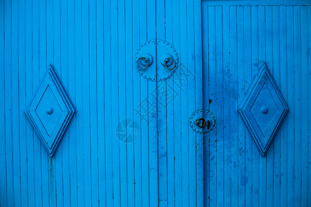 菱形装饰摩洛哥蓝色的门背景