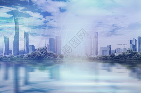 清新科技城市背景背景图片