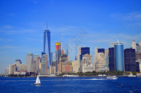 曼哈顿高楼天空下纽约曼哈顿城市风光背景