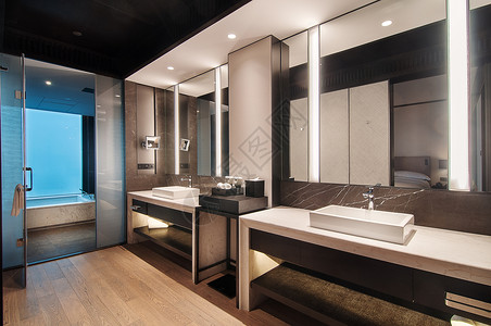 浴室柜设计高级酒店的洗手间背景