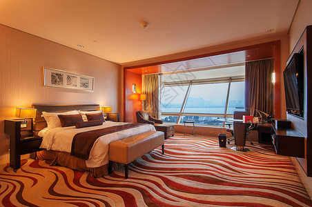 酒店客房酒店的床高清图片