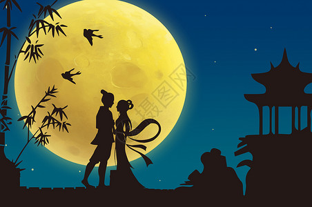 古代明月与佳人背景图片