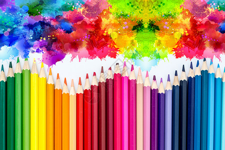 彩色铅笔圈彩虹画笔设计图片
