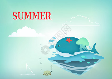 泡泡蓝色大海背景二十四节气夏至设计图片