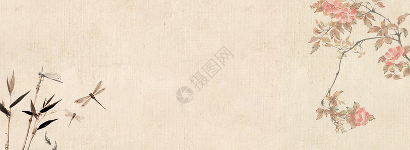 彩铅树枝素材中国风背景设计图片