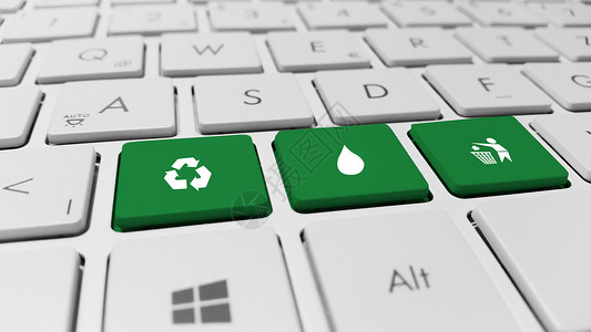 电脑水滴素材键盘上的环保设计图片
